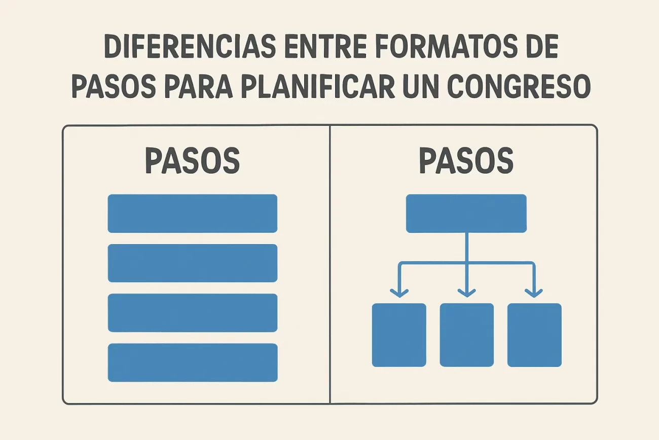 diferencias entre formatos de Pasos para planificar un congreso